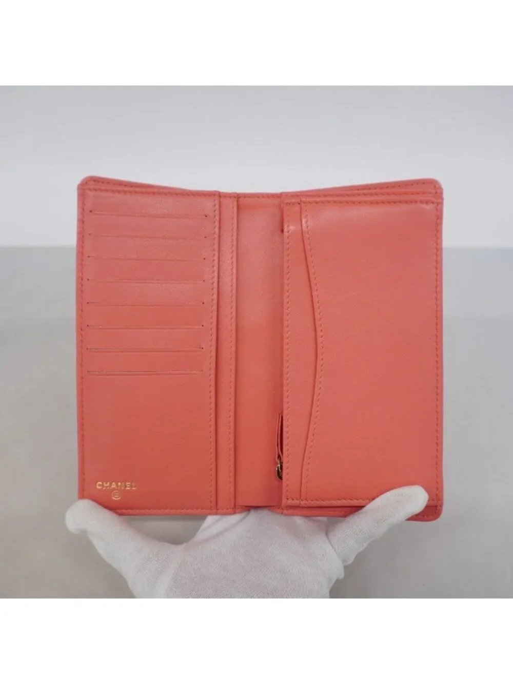 Chanel Wallet Quilted Caviar Leather Pink Gold